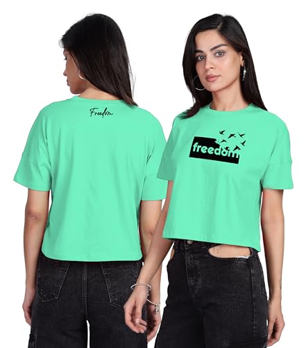 Image of SHODOX Women's 100% Cotton Regular Fit Printed Half Sleeve T Shirt Casual Summer Wear Soft Breathable Top Daily Comfort Style