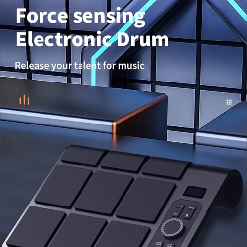 Tamburo elettronico, pad campione portatile a percussione, 9 pad sensibili alla velocità, con display LCD, per bambini in età scolare