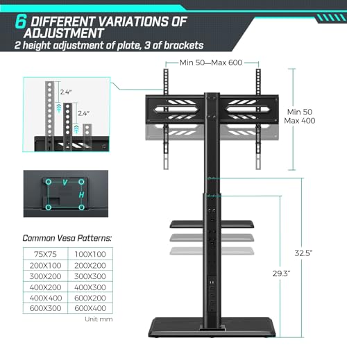 Greenstell TS005-BK600-1-GL-VC Tv Stand With Power Outlet & Av Shelf thumb #4