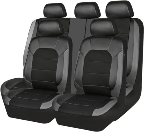 OYTHO Cuero Funda Asiento Coche para VW T Roc SUV/R Line (A11) 2017 2022, 5 plazas, Universal Juegos De Cubreasientos Delanteros Y Traseros Funda De Asiento Protector Accesorios,B/Grey