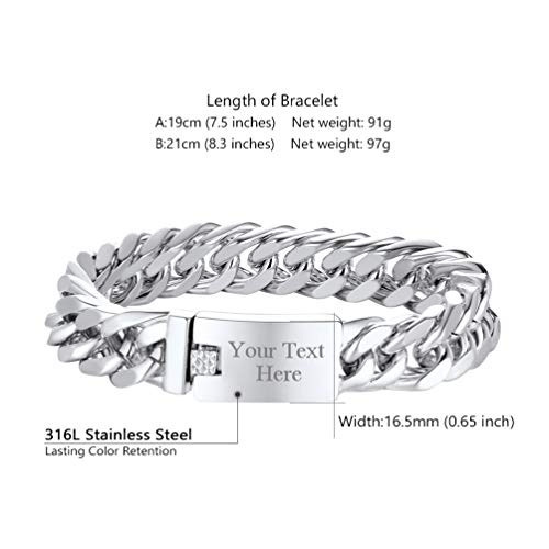 Image of PROSTEEL Stainless Steel Franco Chain Bracelet, Trendy Chunky Bracelets for Men Women, Black /18K Gold Plated, W: 8mm /12mm /17mm, L: 7.5 inch /8.3 inch /9 inch, Come Box
