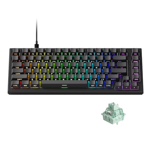 Akko Teclado para Juegos con Cable TAC75 de Disparo rápido, Interruptor magnético de Efecto Hall, diseño Estadounidense del 75%, tasa de sondeo de 8K Hz (Negro Brillante, Interruptor Glare Magnetic)