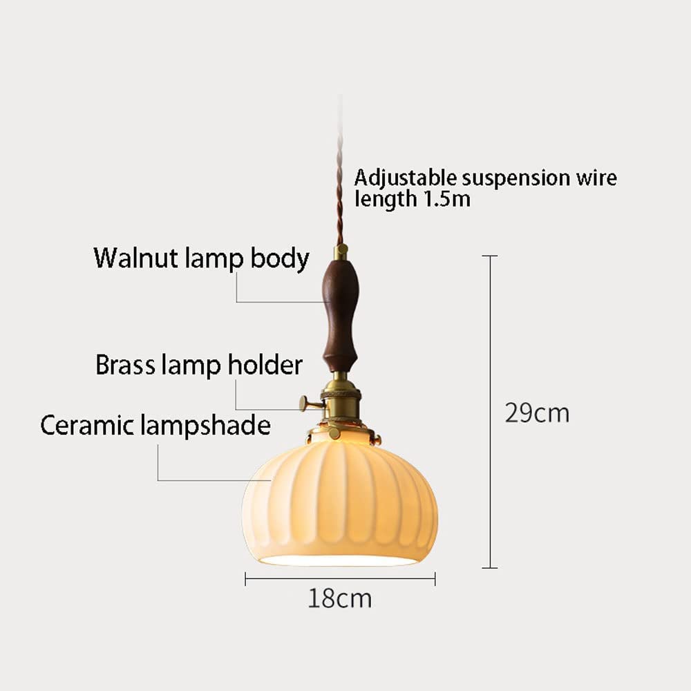 Japońska retro dynia kształt dyni mosiężna lampa wisząca biała ceramiczna lampa wisząca do baru salonu sypialni stolik nocny ciekawy