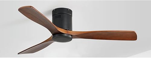Ventilador de techo de 52 pulgadas sin luces con control remoto, ventiladores de techo de madera con motor CC reversible sin ruido, ventilador de
