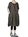 Mordenmiss Women's Summer Roll-up Sleeve Baggy Dress with Pockets L Green