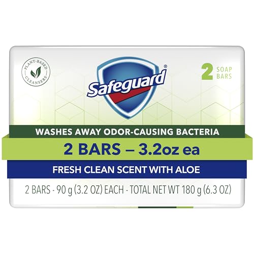 Safeguard Micellar Deep Cleansing Bath Bar Soap, Washes Away 99 Percent of Bacteria, Leaves Skin Soft, Fresh Clean Scent with Aloe, 3.2 oz (2 Count)