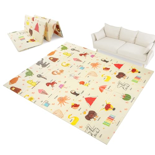 Trintion Foldable Baby Play Mat โ Extra Large Waterproof Foam Crawling Mat, Soft & Portable Floor Playmat for Infants, Toddlers โ Non-Toxic, High Elasticity, Easy to Clean (150 x 180 cm)