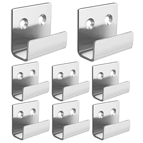 TWSOUL Stainless Steel Picture Rail Hooks,Mirror Fixings Hooks Heavy Duty Garage Hooks U Brackets for Ceramic Tile Display Mirror,Hanging Picture, Ceramic, Bathroom, Kitchen (Silver, 25mm)