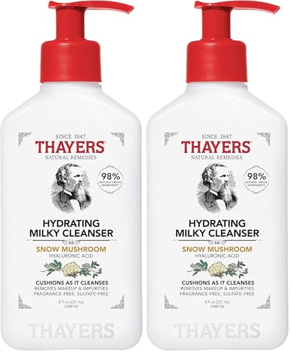 Thayers Hydrating Milky Cleanser with Snow Mushroom & Hyaluronic Acid 237ml (Pack of 2)