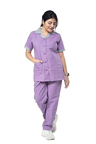 Image of UNIFORM CRAFT Female Nurse Uniform | Hospital Staff, clinics, Home Health, Nurse Uniforms for Women made of Polyester-Cotton (3XL, Lavender & Grey)