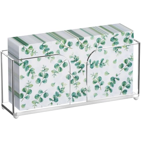 hiwafifi Toallero de invitados para baño, servilletero acrílico con almohadillas antideslizantes, soporte transparente para servilletas para encimera de cocina, mesa de comedor, soporte desechable
