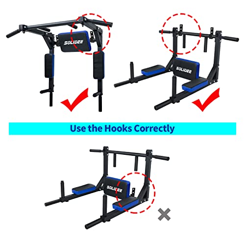 Pull Up Bar, Solidee Wall Mount Pullup Bar Dip Station Multi-Grip Chin Up Bar For Home Gym Strength Training Power Tower Set Supporting Up To 440 Lbs Weight #TOP6