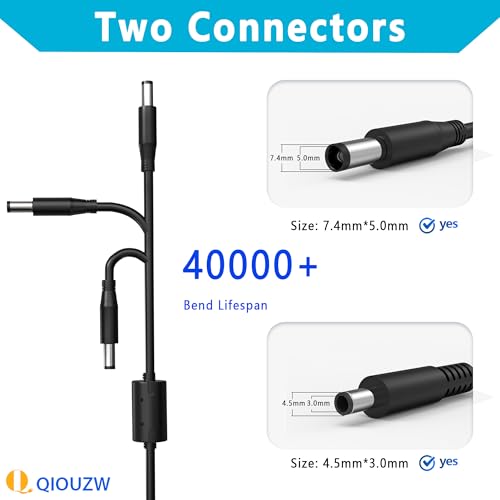 Image of 130W 19.5V 6.7A 7.4mm Tip Laptop Charger Compatible with Dell Inspiron 15 7559 N7110 N5110 Precision M20 M60 M70 M90,Dell XPS 15 L502X 17 L702X,PA-4E DA130PE1-00 JU012 Adapter Power Supply Cord