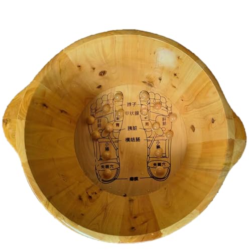 Cubo de masaje de pies, cubo de madera para remojar los pies, bañera de madera, con tapa, barril de baño de madera, aislamiento para promover la circulación sanguínea, masaje de pies
