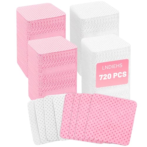 LNDIEHS 720Pcs Lint Free Nail Wipes, Nail Supplies Nail Polish Wipe, Pads Gel Nails No Lint Naile Glue Wipes Super Absorbent Soft Non-Woven for Fingernail Polish Remover Eyelash Extensions Nail Art