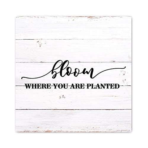 Décoration chrétienne en bois Bloom Where You Are Planted cadre 40x40 cm