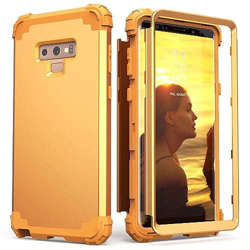 for Galaxy Note 9 Case, Durable Case for Note 9,IDweel3 in 1 Shockproof Slim Fit Hybrid Heavy Duty Protection Hard PC Cover Soft Silicone Bumper Full Body Cover for Galaxy Note 9, Sundial Yellow