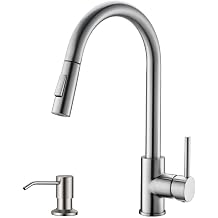 Havin Brushed Nickel Kitchen Faucet with Pull Down Sprayer,High Arc Stainless Steel Material,cUPC Cartridge,with A Spare Sprayer and Soap Dispenser,fit for 1 or 2 Holes Sink