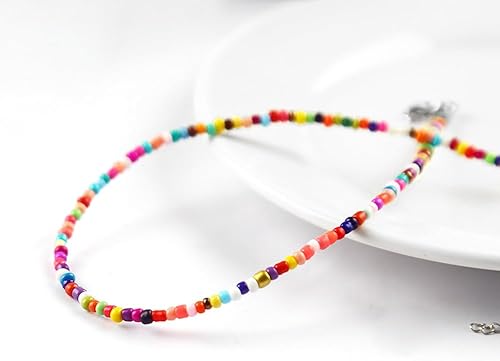 Miniatura 3 de Colorful Beaded Necklace for Women Beaded Pearl Choker Necklace for Teen Girls Stainless Steel 14K Gold Plated Necklace Y2K Trendy Pearl Necklace
