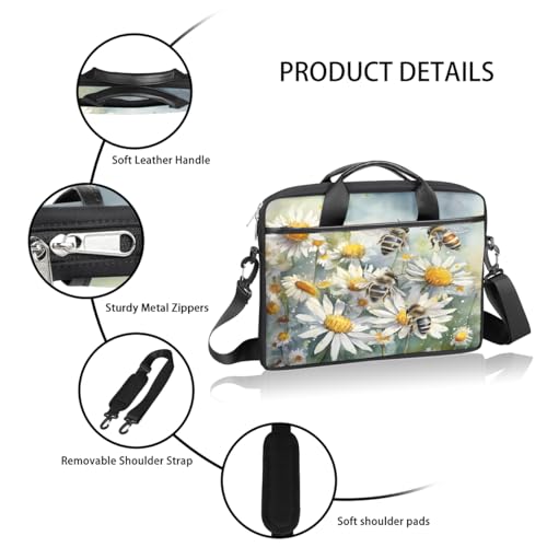 Bolsa para portátil con diseño de flores acuarela y abejas 15 pulg miniatura 4