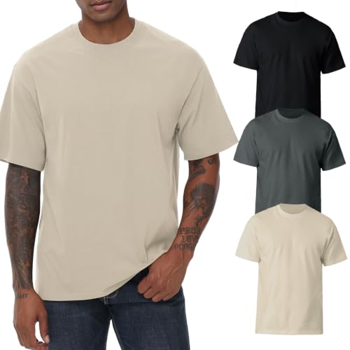 Image of KEEPSHOWING Mens Oversized Short Sleeve T-Shirts Cotton Loose Fit Tees