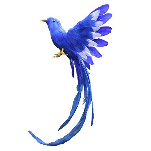 REFURBISHHOUSE Oiseau Artificielle Plumes Figurine en Plastique Paysage Ornement Jardin Decor No l Bricolage Halloween - #2 (Queue Bleue), 28 * 5 * 3cm