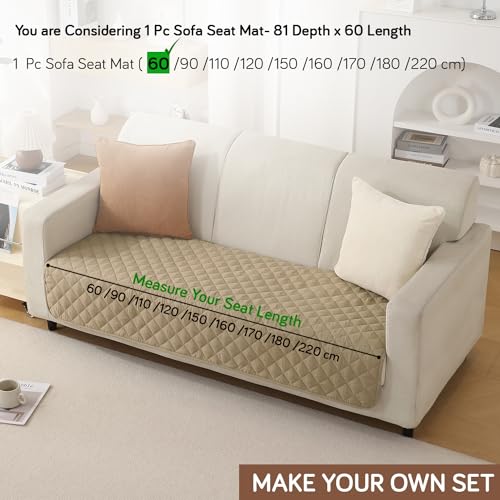Image of HOKIPO Polyester Quilted Waterproof Sofa Cover Mats For 1 /2 /3 Seater Sofa And L Shape. Make Your Own Sofa Cover Set, Mat Length 81(D) X 60(L) Cm, Beige (Ar-4963-W2)