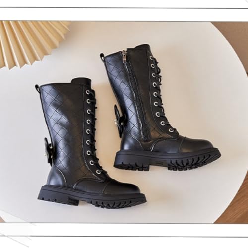 Girls Winter Bowknot Side Zipper Tall Riding Boots Knee High Shoes4