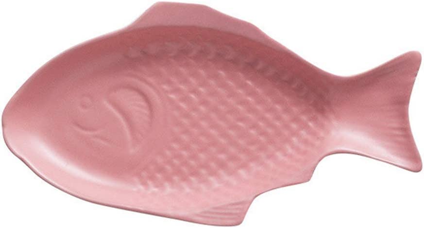 Exquisito plato llano de doble propósito, 1PC Vajilla de cerámica Plato creativo Plato en forma de pescado Almacenamiento Sartén de pescado for restaurante Cena en el hogar Cocina duradera Platos for