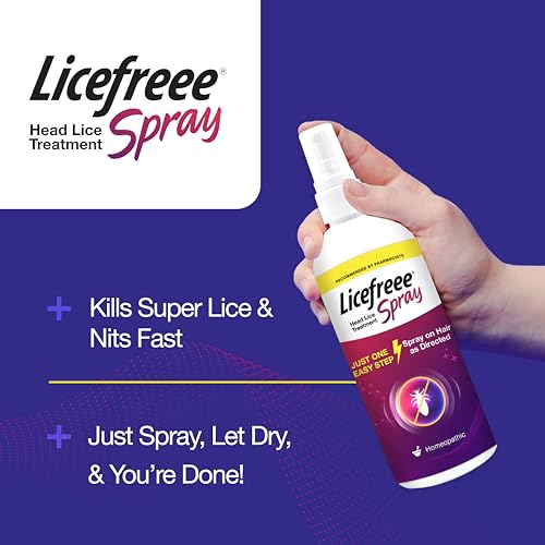 Image of Licefreee Spray! Head Lice Treatment for Adults and Kids - Includes Professional Metal Nit and Lice Comb, 6 Fluid Ounce