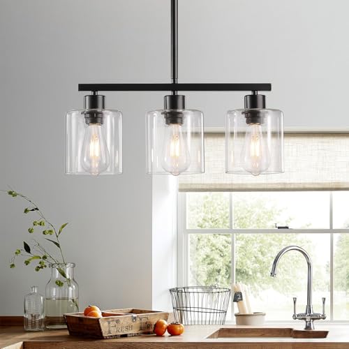 ROCUNSI 3-Light Black Pendant Light