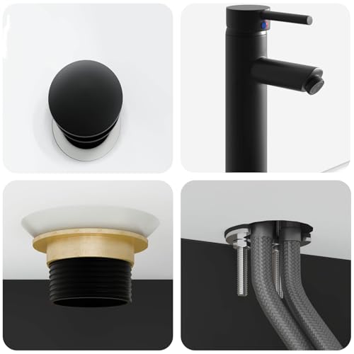 Lavabo de pared negro compacto de 53 cm para baños pequeños 8