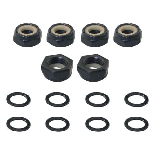 DGBRSM 1 Set Black Metal Skateboard Nut Kit Scooter Hardware Part Anti Slip Accessories Suitable for Most Longboard