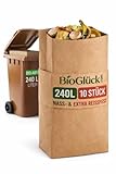 BIOGLÜCK® Papiersäcke 240L [10 Stück] | Speziell für 240 Liter Großmülltonnen | Reißfest für Gewerbe, Industrie Mehrfamilienhäuser & Hausmeisterservice