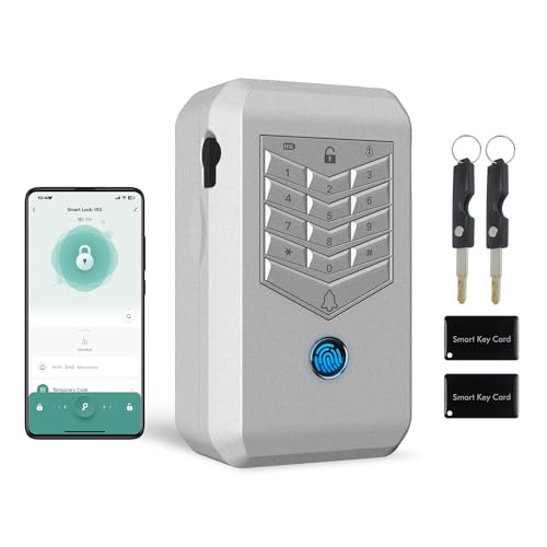 KENRONE Smart Key Lock Box,Outdoor Wall Mount Key Boxs, Fingerprint Password and APP Remote Unlocking, Security Key Safe for Business Owners, Realtors and Hosts (Silver)