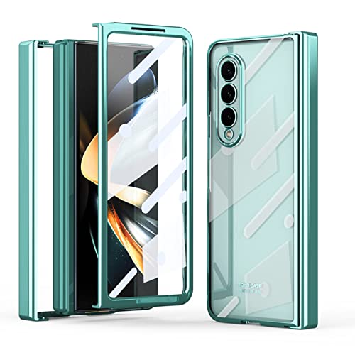 Protection Samsung Z Fold 4 coque transparente verte et film écran en verre