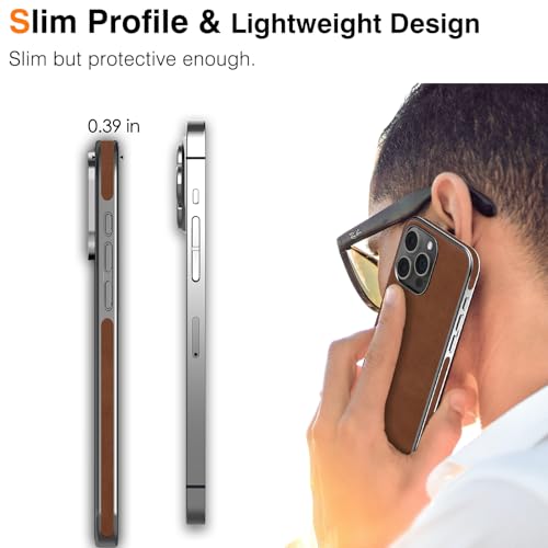 LOHASIC for iPhone 16 Pro Max Case Leather, Slim Luxury Designer Cover for iPhone 16 Pro Max, Aesthetic Business Soft Vegan Leather iPhone 16 Pro Max Case for Men Women, Brown by LOHASIC - Used condition - Image 4