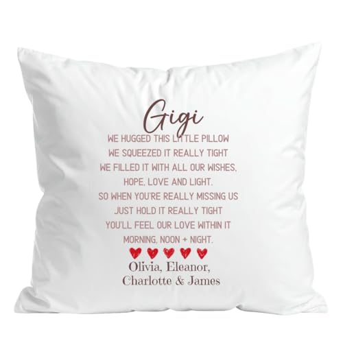 Shake and Shine Shop Gigi Pillow Personalized Hug Pillow from Grandkids Custom Names Pillow Long Distance Gift for Grandma Who was Everything Personalized Cushion Cover Mimi Nana Customized