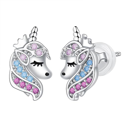 Arrebol Boucles d'oreilles Licorne Argent Sterling 925 Boucles d'oreilles Jolies Femmes Original...