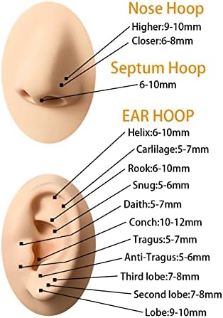 D.Bella Hinged Nose Rings Hoop 316L Surgical Steel Hypoallergenic Septum Ring Lip Ring Helix Cartilage Rook Earrings Body Piercing Jewelry 16G, Diameter 8mm Black