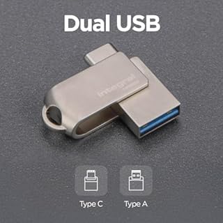 Integral 128GB 360-Dual USB 3.2 Gen 1 Type C and Type A Flash Drive with Solid Metal Casing, Fast Transfer Speeds and Simply Plug and Play IPhone 15, 16 series, Macbook Pro/Air and Ipad Pro