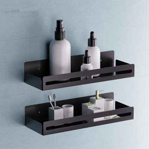 Image of iSTAR Pack of 2 Wall Mounted Bathroom Storage Organiser, Floating Shelf for Wall for Cabinet Multifunctional Large Capacity Bathroom Rack