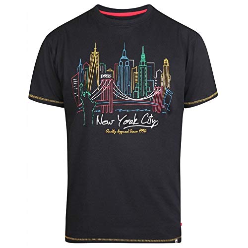 Duke D555 Shelby Homme T-Shirt décontracté col Rond Manches Courtes - Noir - 4XL