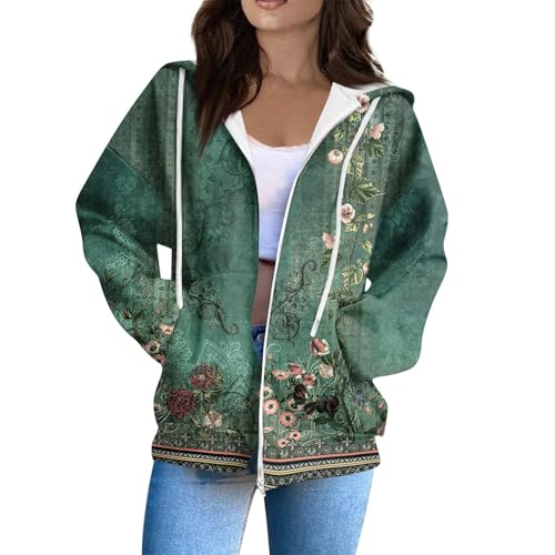 Zip Up Hoodie Women Casual Oversized Sweatshirts - Fall Fashion Fleece Lined Jacket - Thick Warm Coat Winter Clothing