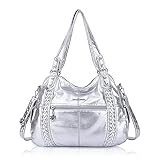 Angel Barcelo Bolso espacioso de moda para mujer, bolso de mano, bolso de hombro, Plateado, Large