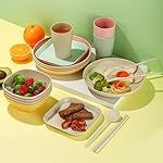 36 Pcs Unbreakable Campingpicnic Dinner Sets Dinnerware Set For 4 Melamine Dinnerware Sets Plates Bowls Cups Cutlery Sets Lightweight Colorful Dinnerware