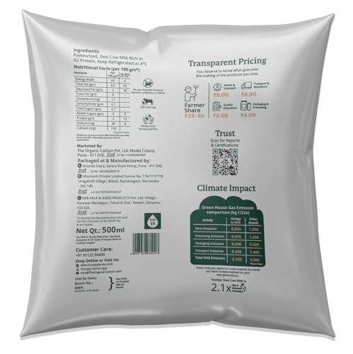 Image of HUMPY FARMS A2 Desi Cow Milk, 500 Ml