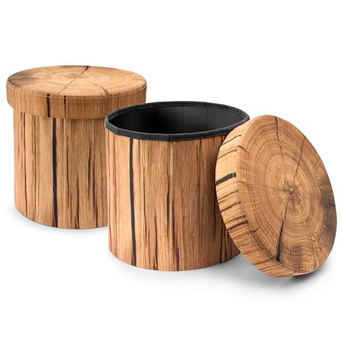 Image of Sorbus Tree Stump Stool, Toy Storage Ottoman 15 Inch Fake Tree Stumps Log Stool Storage, Artificial Tree Trunk, Perfect Footstool Kids Toy Chest, Rustic Log Cabin Decor Bench, Pedestal (2 Pack)