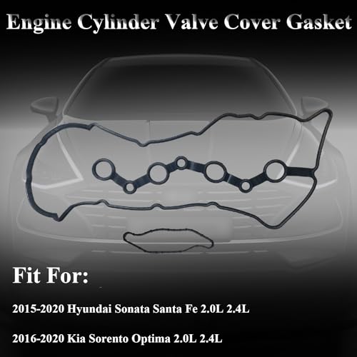 Image of 22441-2GGB0 VS50892 Valve Cover Gasket Set Fit for 2015-2020 Hyundai Sonata Santa Fe 2.0L 2.4L, Engine Cylinder Valve Cover Gasket for 2016-2020 Kia Sorento Optima 2.0L 2.4L Replace OE# 224412GGB0