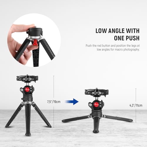 Image of NEEWER Mini Desk Tripod for iPhone with 2in1 Phone Holder /Action Camera Adapter /Flexible Arm, Small Portable Pocket Tripod Compatible with GoPro iPhone for Travel Vlogging Video Recording, TS006